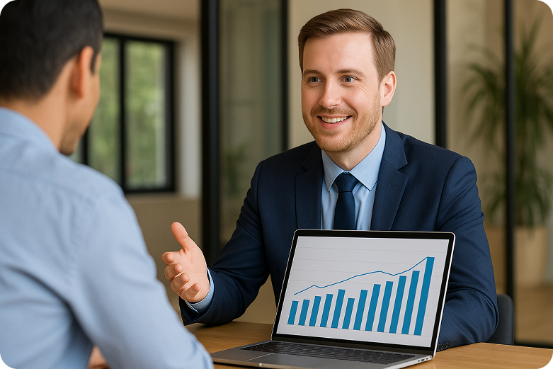 Salesperson showing chart